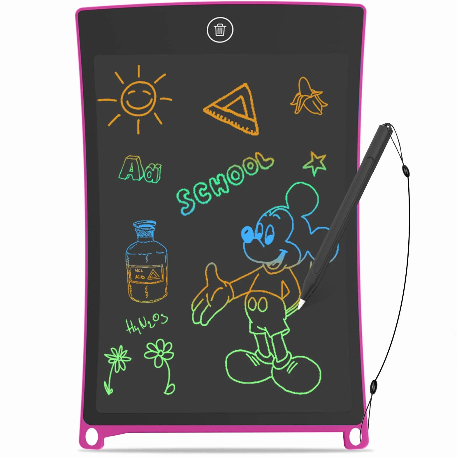 GUYUCOM Tablette Dessin Enfant 8,5 Pouces LCD Magique Écriture Cadeau 3-7 Ans Garçons Filles Rose