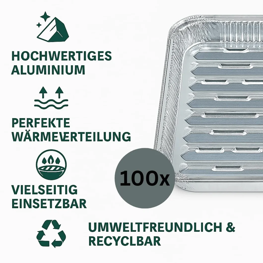 Barquettes aluminium 34x22 cm Lot de 100 - Grillschalen jetables pour barbecue four grill