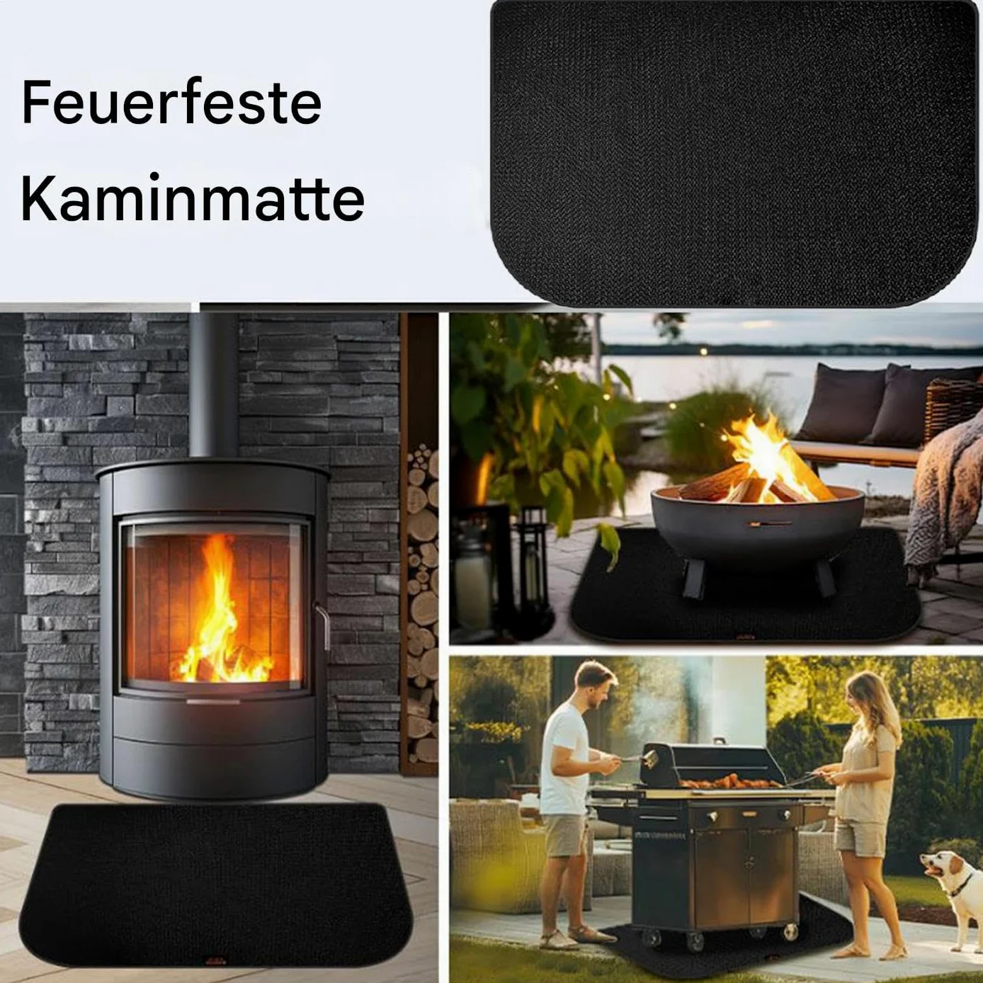 Tapis De Cheminée Ignifuge, Incombustible, Résistant À La Chaleur | Tapis pour Poêle à Bois et Protecteur de Foyer pour Maison Appartement Salle de Classe Salon Camping Barbecue Feu de Camp