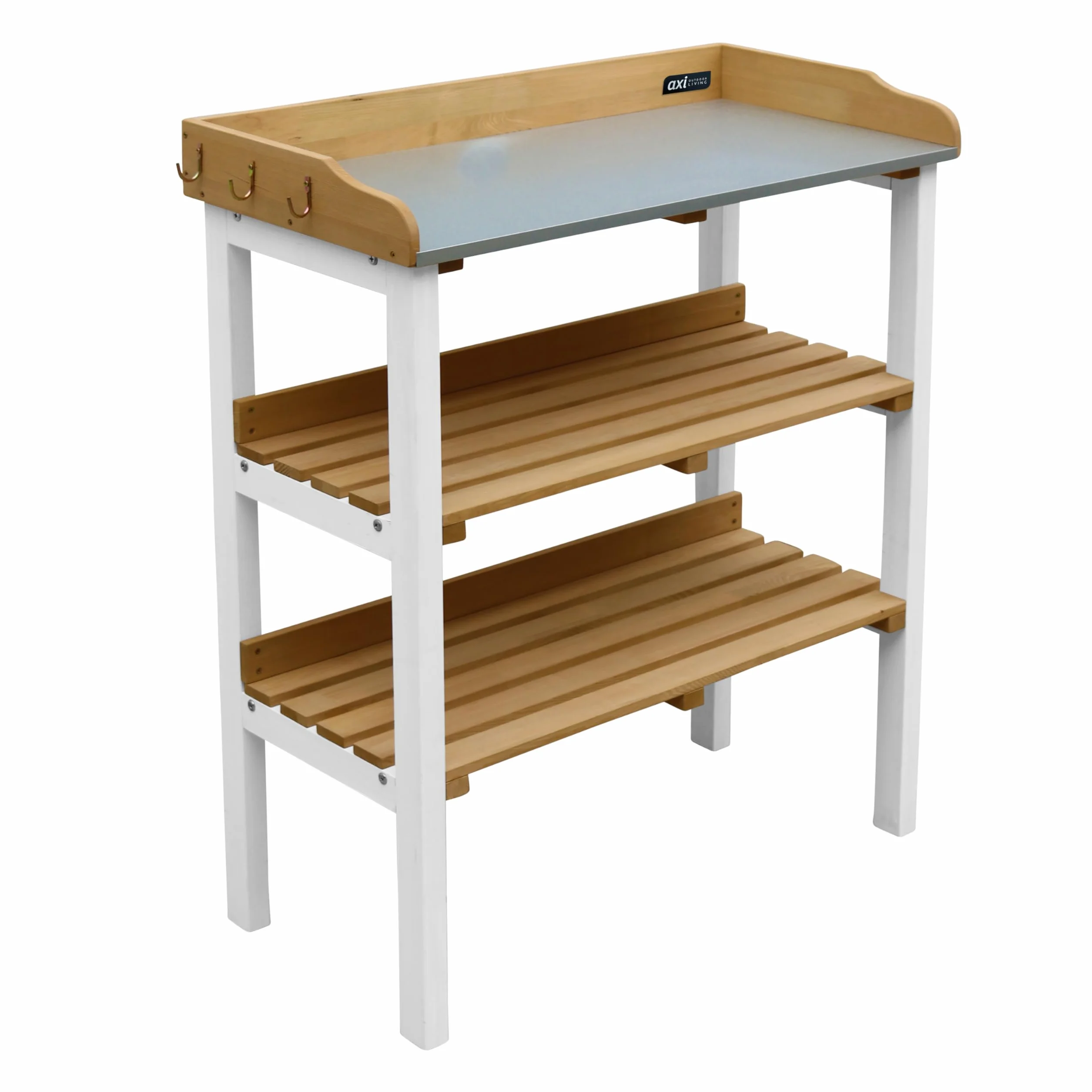 AXI Table de Rempotage avec Étagère de Rangement en Bois Marron & Blanc pour Extérieur