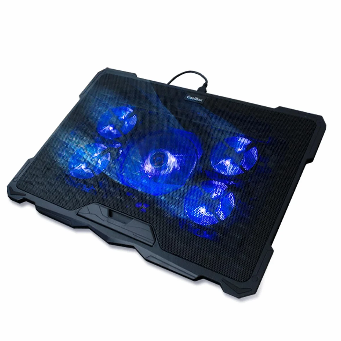 CoolBox Base de Refroidissement Portable 17,3" 5 Ventilateurs Silencieux LED Régulateur de Vitesse Support Réglable 4 Positions USB Noir