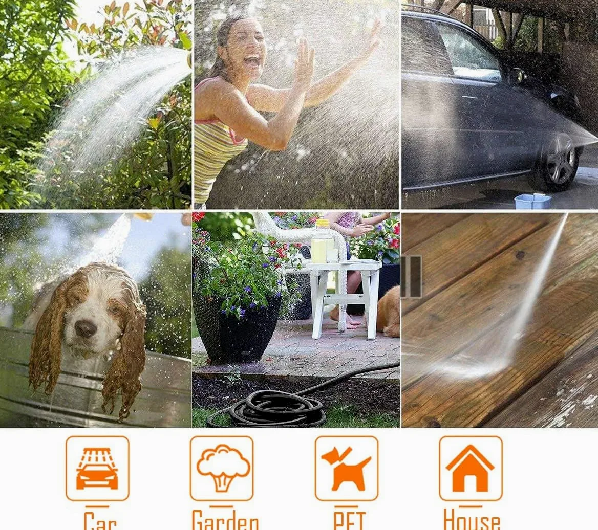 Tuyau d'arrosage extensible, 3 x 30,5 m pour jardin, tuyau d'arrosage rétractable, tuyau d'arrosage extensible avec double noyau en latex solide, avec pistolet pulvérisateur en métal