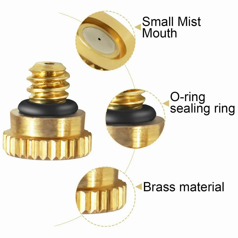 Buses de brumisation en laiton pour brumisation basse pression, arroseur à tuyau d'arrosage, pour serres, aménagements paysagers, systèmes de brumisation extérieurs, 50 pièces, diamètre 0,7 mm