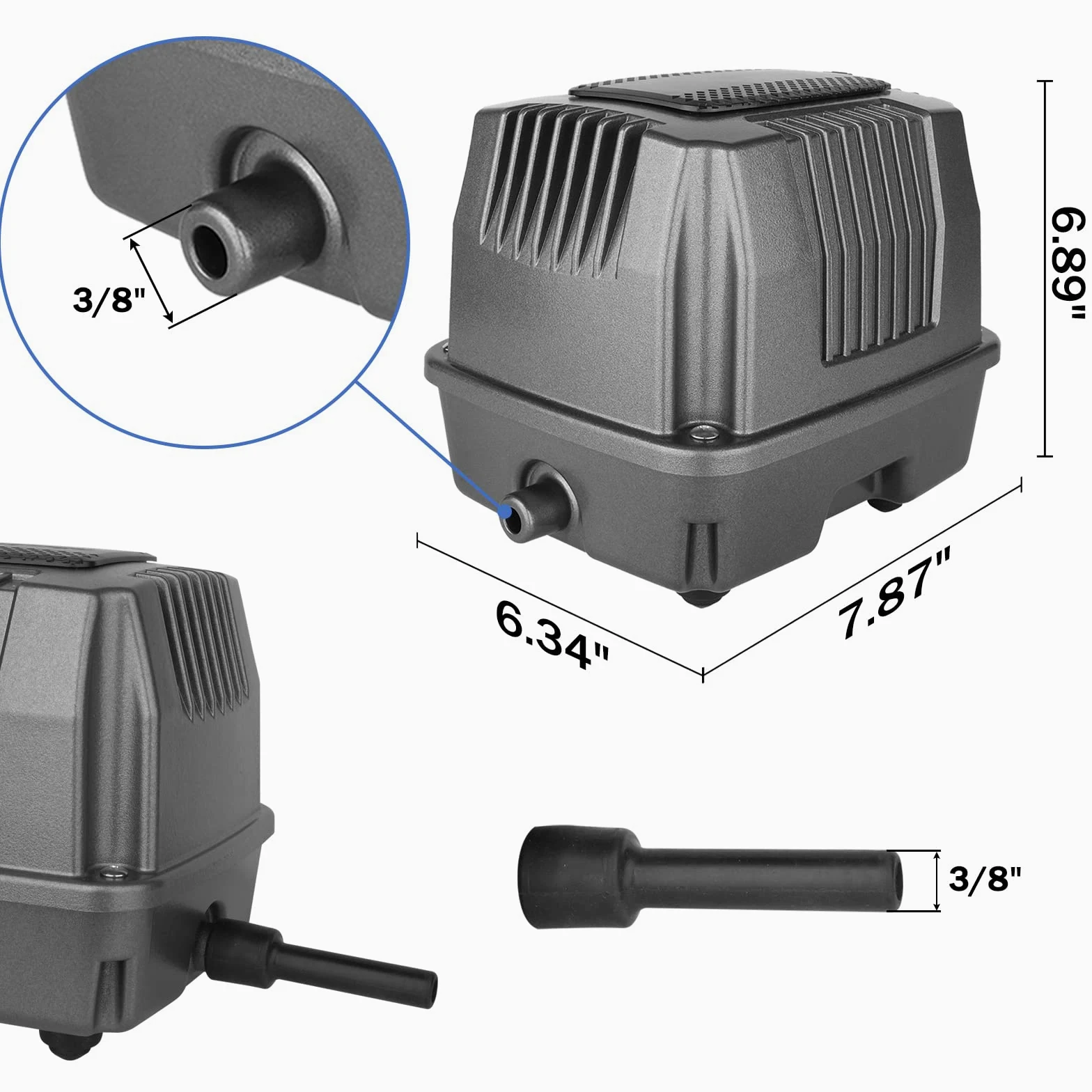 AquaMiracle Kit d'aération de bassin – Aérateur de bassin Koi Kit de pompe à air pour bassin jusqu'à 15 000 gallons Dégivreur d'étang Système d'aération tout-en-un avec contrôle du débit d'air en