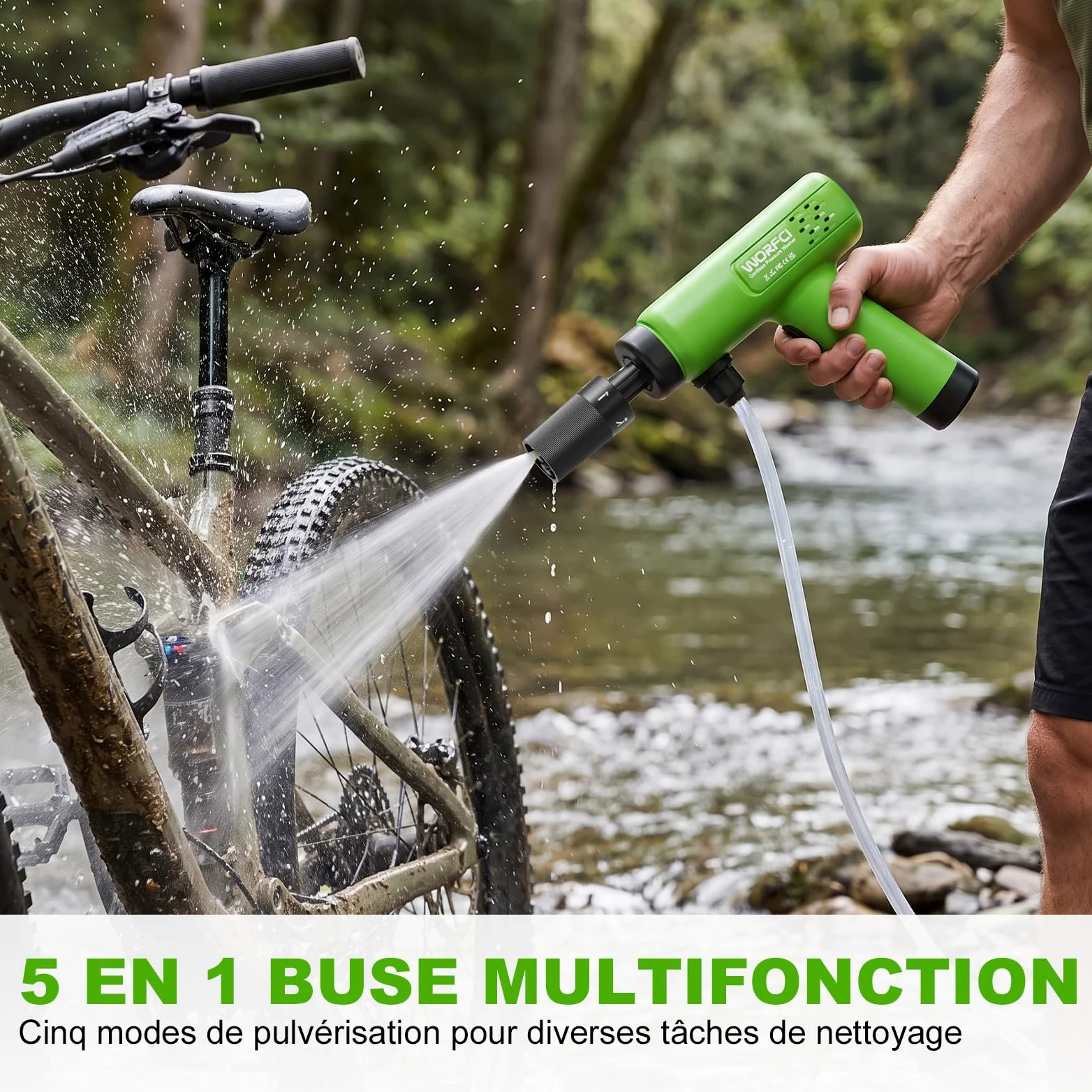 Mini Nettoyeur Haute Pression sans Fil, USB C, Affichage Batterie | Buse 5 en 1, Pot à Mousse Portable, Tuyau de 5 m, Jet de Lavage Portable 260 PSI pour Lavage de Vvélo, Voiture, Caravane