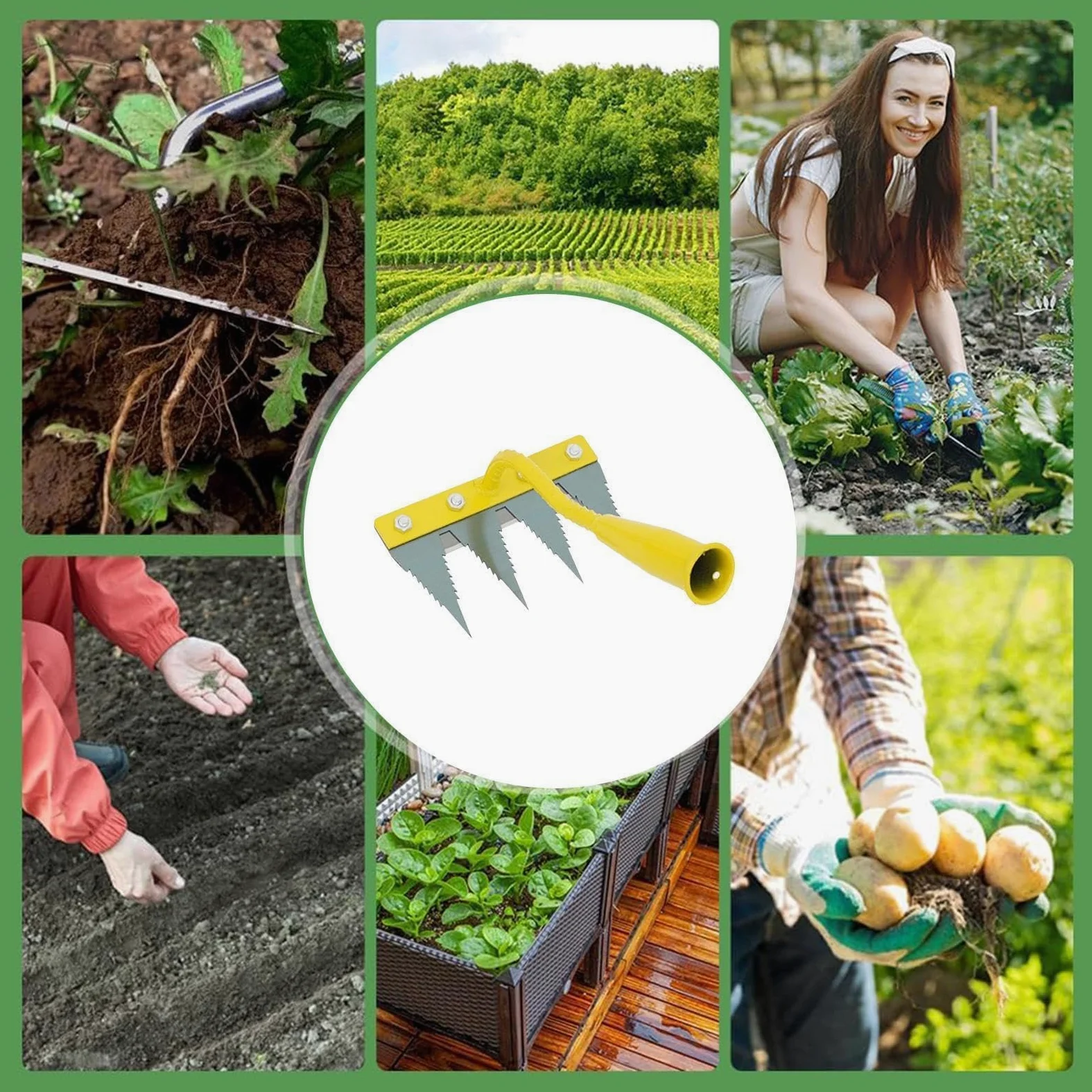 Générique Râteau de Jardin Outil d'ameublissement du Sol Robuste | Outil pour enlever l' Parterres de fleurs, serres, pépinières, vergers, fermes, espaces extérieurs, jardins, pelouses,