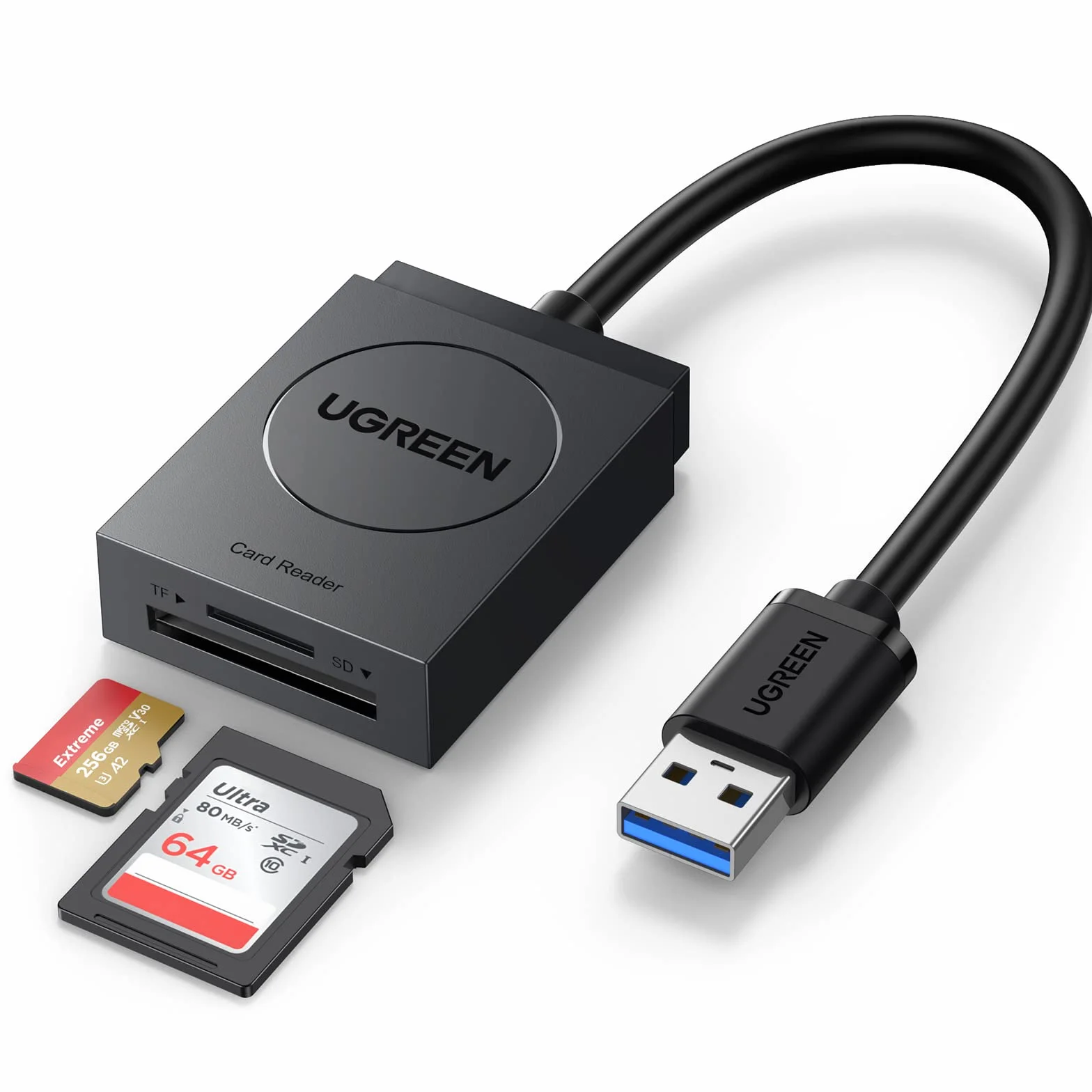 UGREEN Lecteur de Carte SD USB 3.0 5Gbps Transfert Rapide 2 Cartes Max 2To SD Card Reader Micro SDXC SDHC MMC Plug Play Windows MacOS Linux