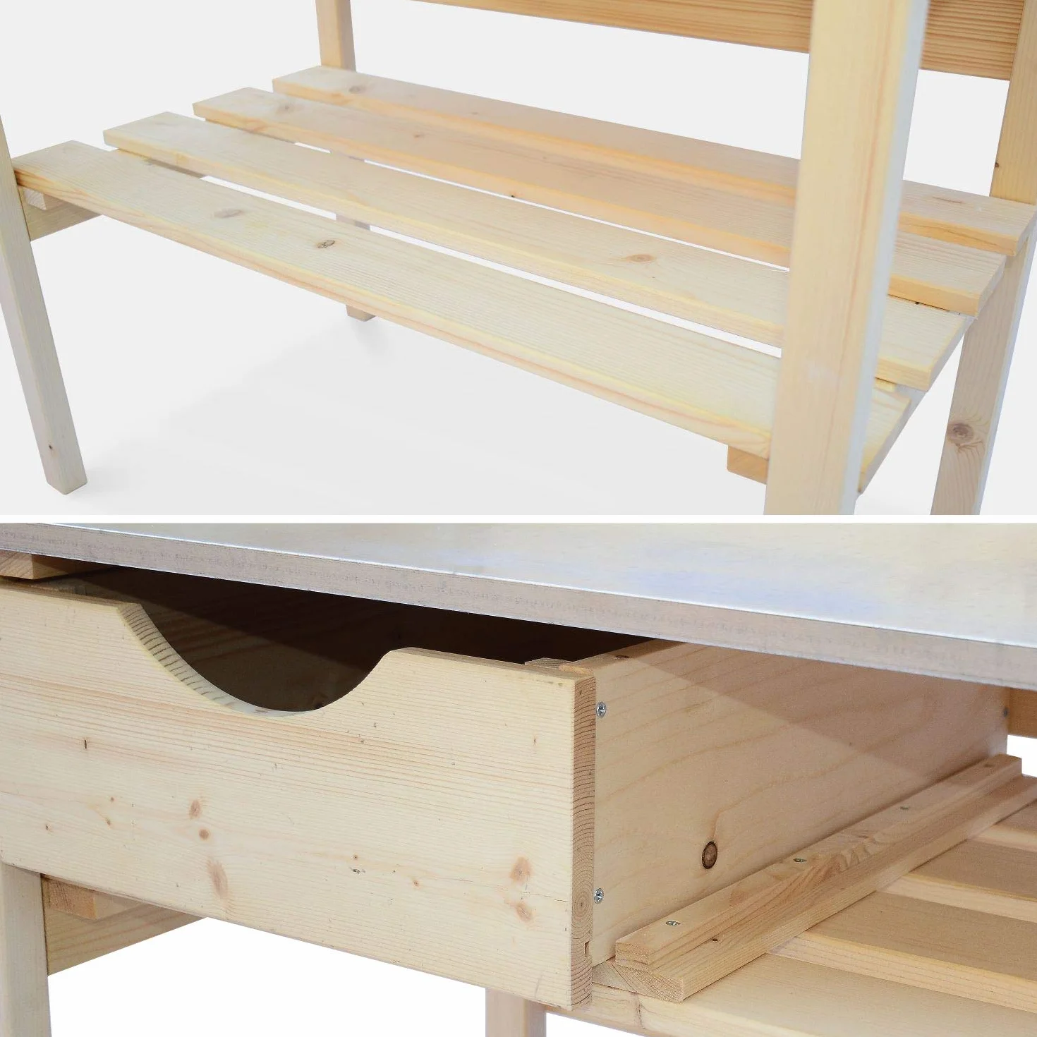 Alice's Garden Table de rempotage Petunia 2 tiroirs établi extérieur Bois