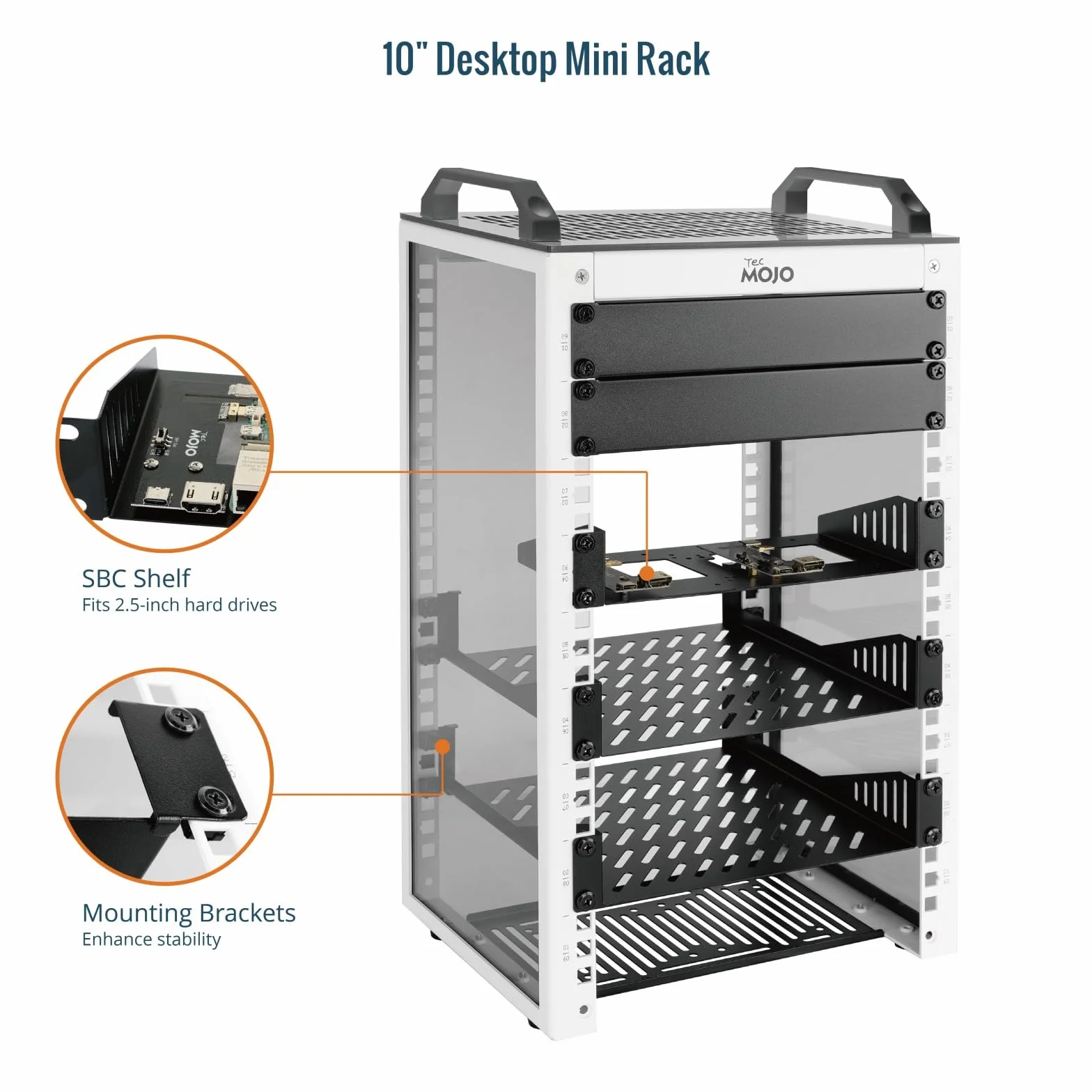 Armoire Réseau 10 Pouces 9U Mini-Rack de Bureau 200mm Blanc pour SBC NAS Serveurs
