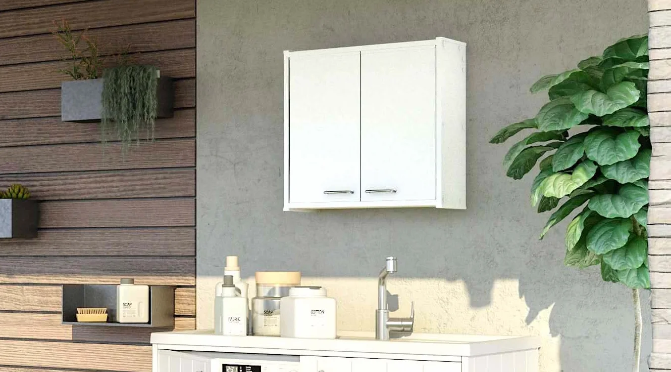 Plafonnier F760PAM résine PVC résistant à l'humidité intérieur extérieur 59 x 21 x 59 cm Blanc
