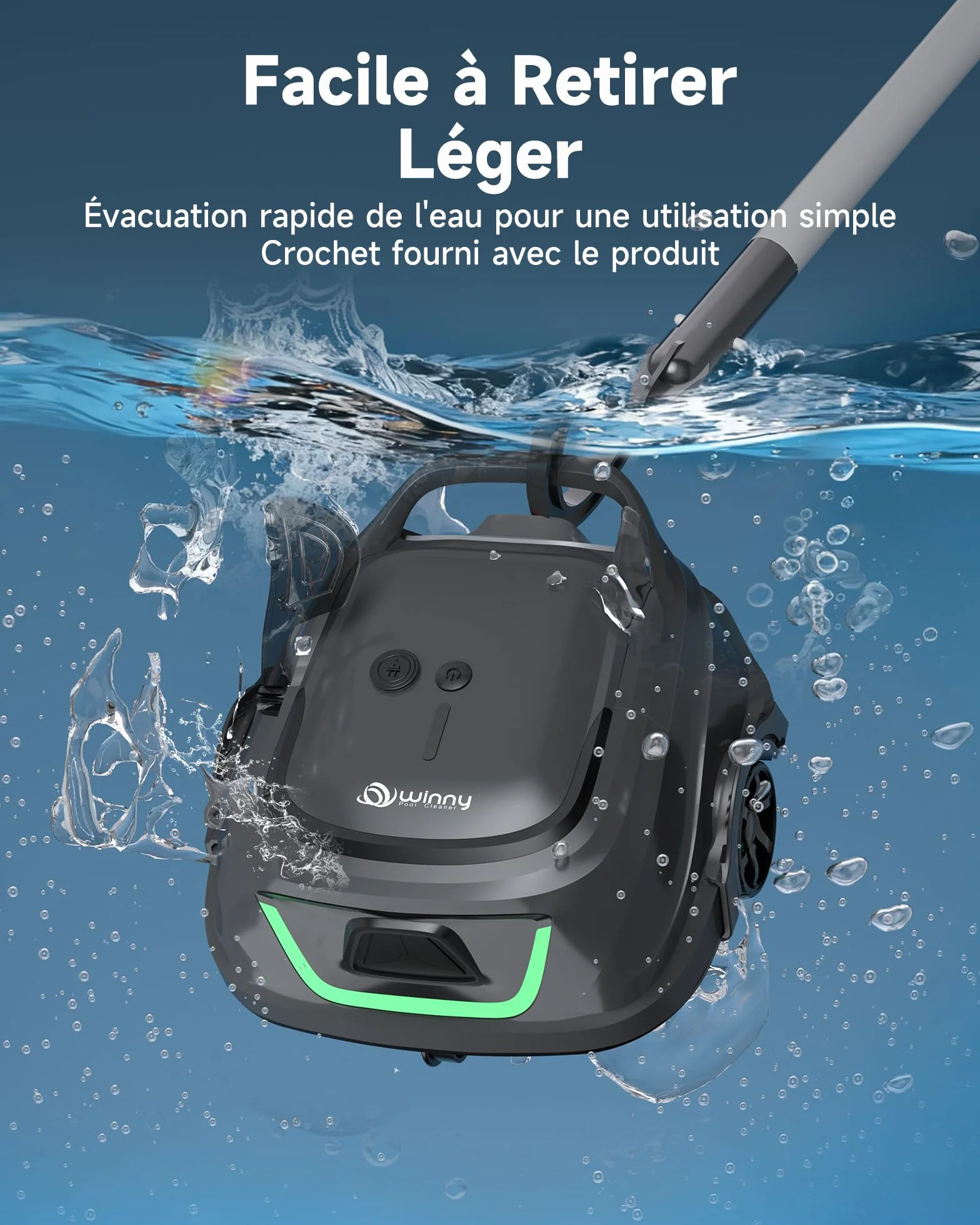 WYBOT A1/OS2010 Robot Piscine sans Fil pour Piscines Hors-Sol, Aspirateur Automatique, 120 Min Autonomie, Double Filtration, LED, 4 Modes