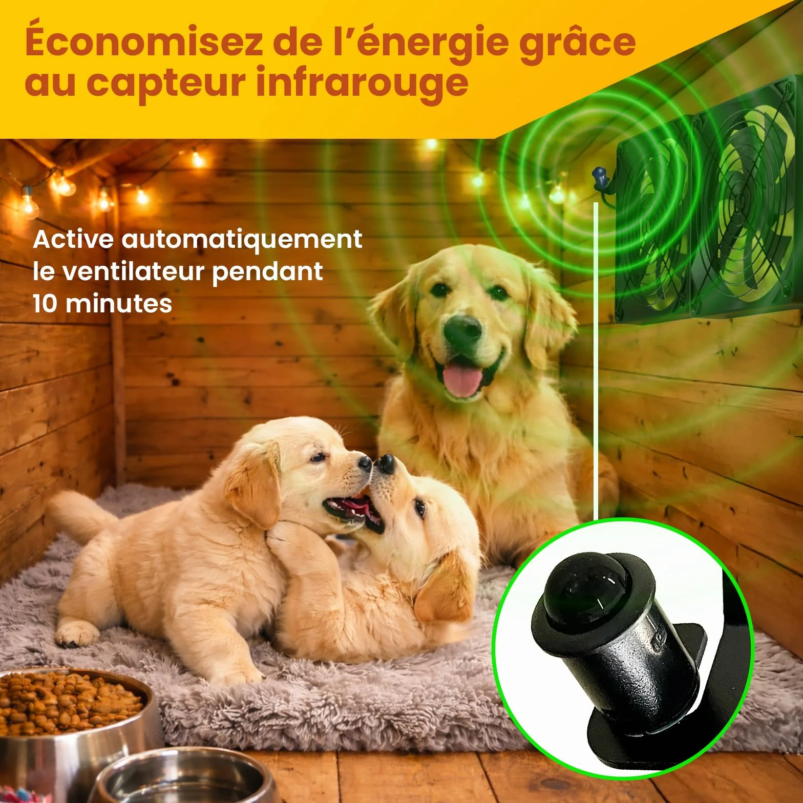 Ventilateur Solaire Poulailler Serre Double Ventilation avec Batterie Admission Extraction Air Boîtier Contrôle 3 Modes