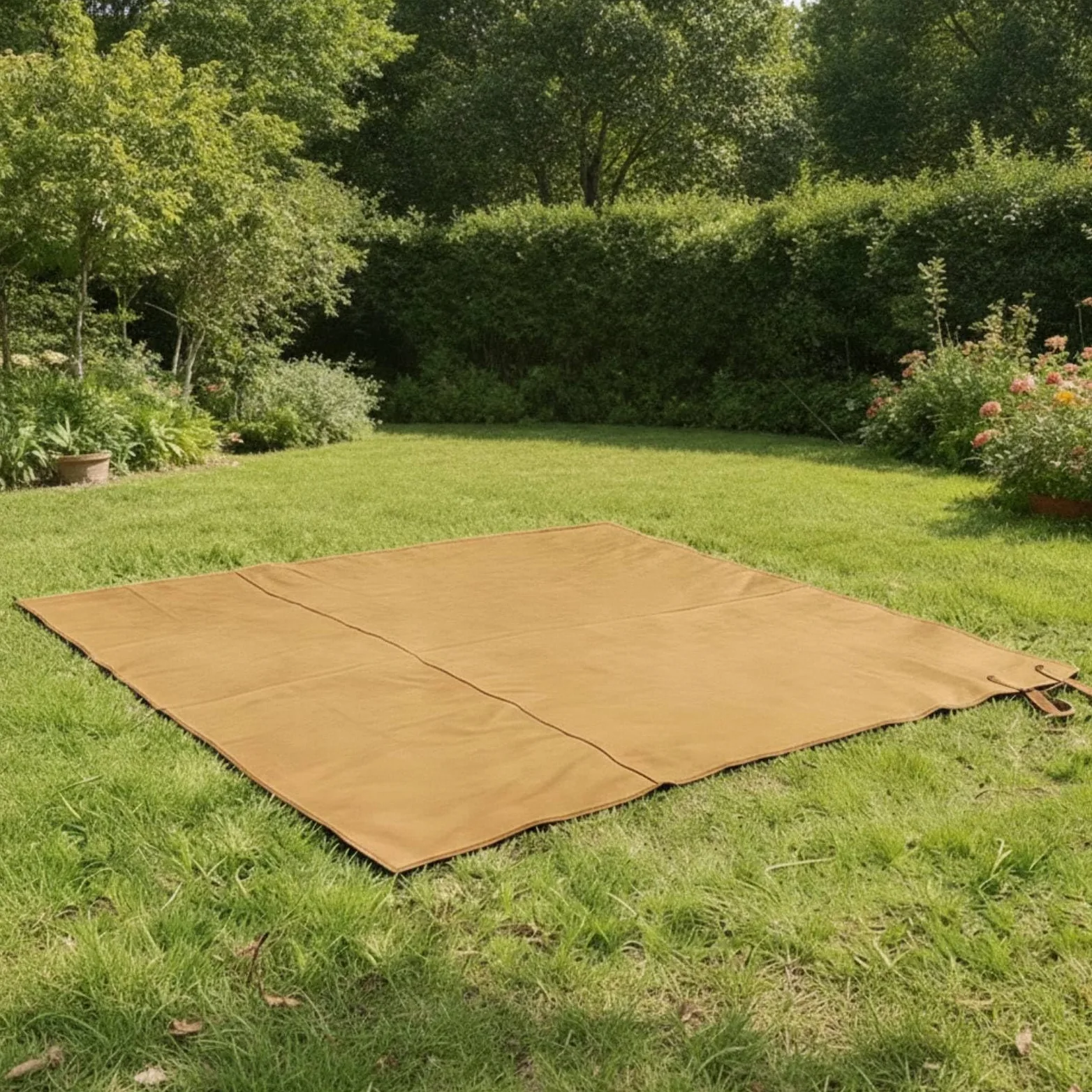Tapis de Pique-nique Étanche Plaid Couverture Nappe Tapis Tissu Oxford 600D avec PVC Portable avec Poignée Rangement Compact Adapté Jardin Camping Sport en Plein Air, Vert Armée, 210 300CM