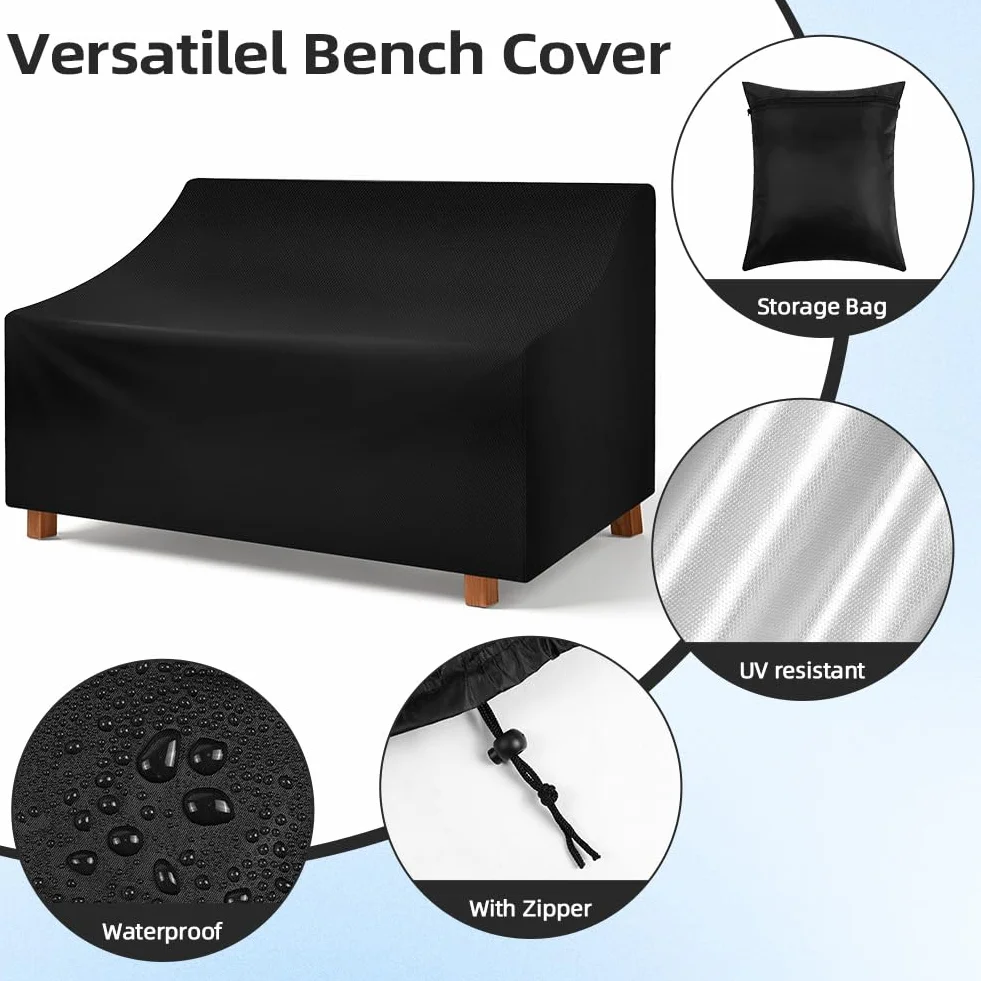 Housse de Banc Jardin 2 Places Vicloon Tissu Oxford Imperméable Anti-UV Protection Extérieur