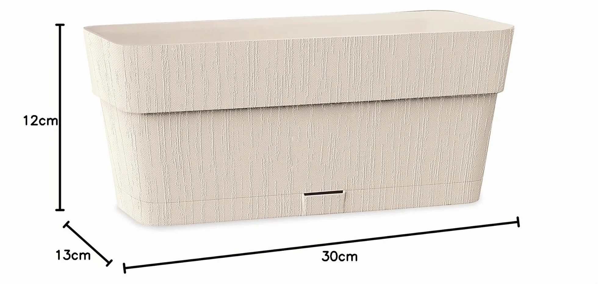 Kigima Lot de 4 jardinières 30 x 13 x 12 cm Beige Plastique avec réservoir d'eau