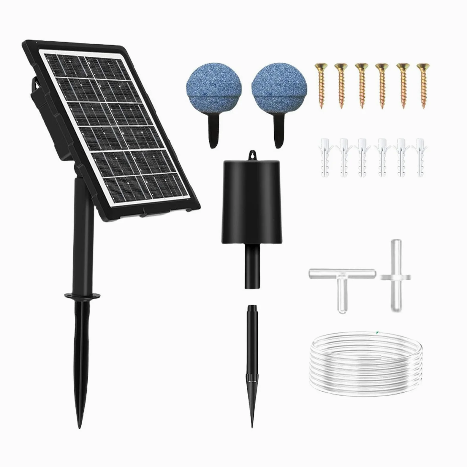 Aérateur Solaire pour Étang Oxygénateur De Bassin Solaire | 3 Modes De Fonctionnement, Aérateur Silencieux Étanche Avec Tuyau Et Pierre À Bulles Pour Bassin De Jardin, Hydroponie Et