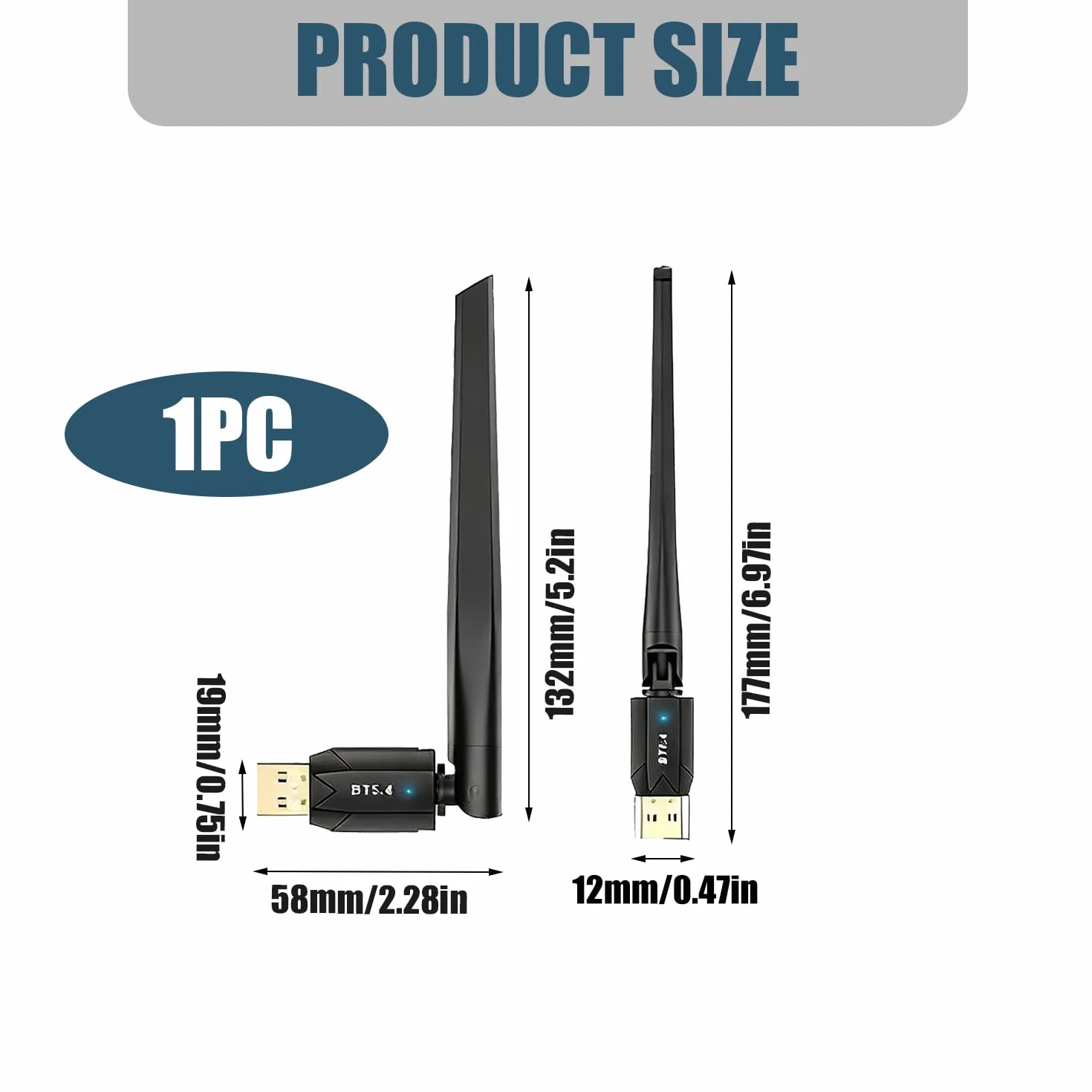 Clé USB Bluetooth 5.4 pour PC, Portée 150 Mètres, Compatible Windows 11/10/8.1, 7 Appareils