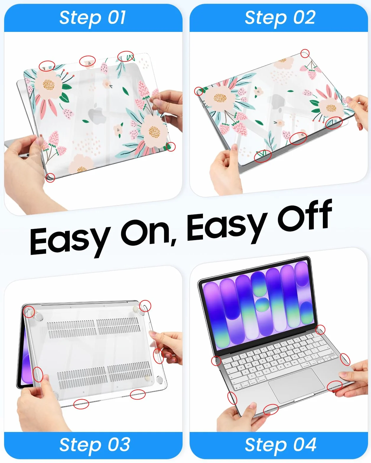 FINTIE Coque MacBook Neo 13 Pouces 2026 A3404 Série Motifs Fine Légère Rigide Plastique Camélia