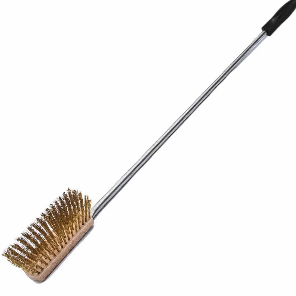GIEMME Lot 5 Pelles à Pizza Ø30cm Inox Professionnel Manche 82 cm Pelle ronde Ø22 cm Brosse orientable Poils en laiton
