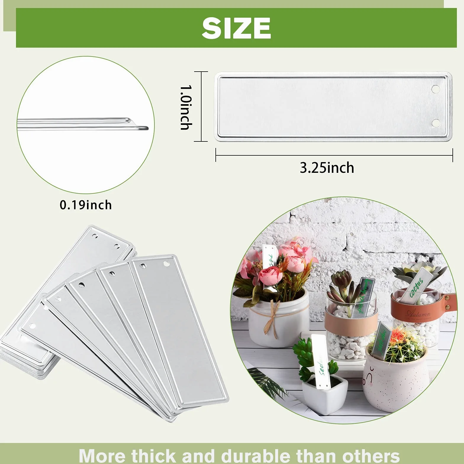 300 Pièces Étiquettes d'Usine en Aluminium Étiquettes de Plantes en Métal Double Face Tag Étiquette en Métal Imperméable avec Fils pour Fourniture de Pépinière Jardinage Extérieur Intérieur