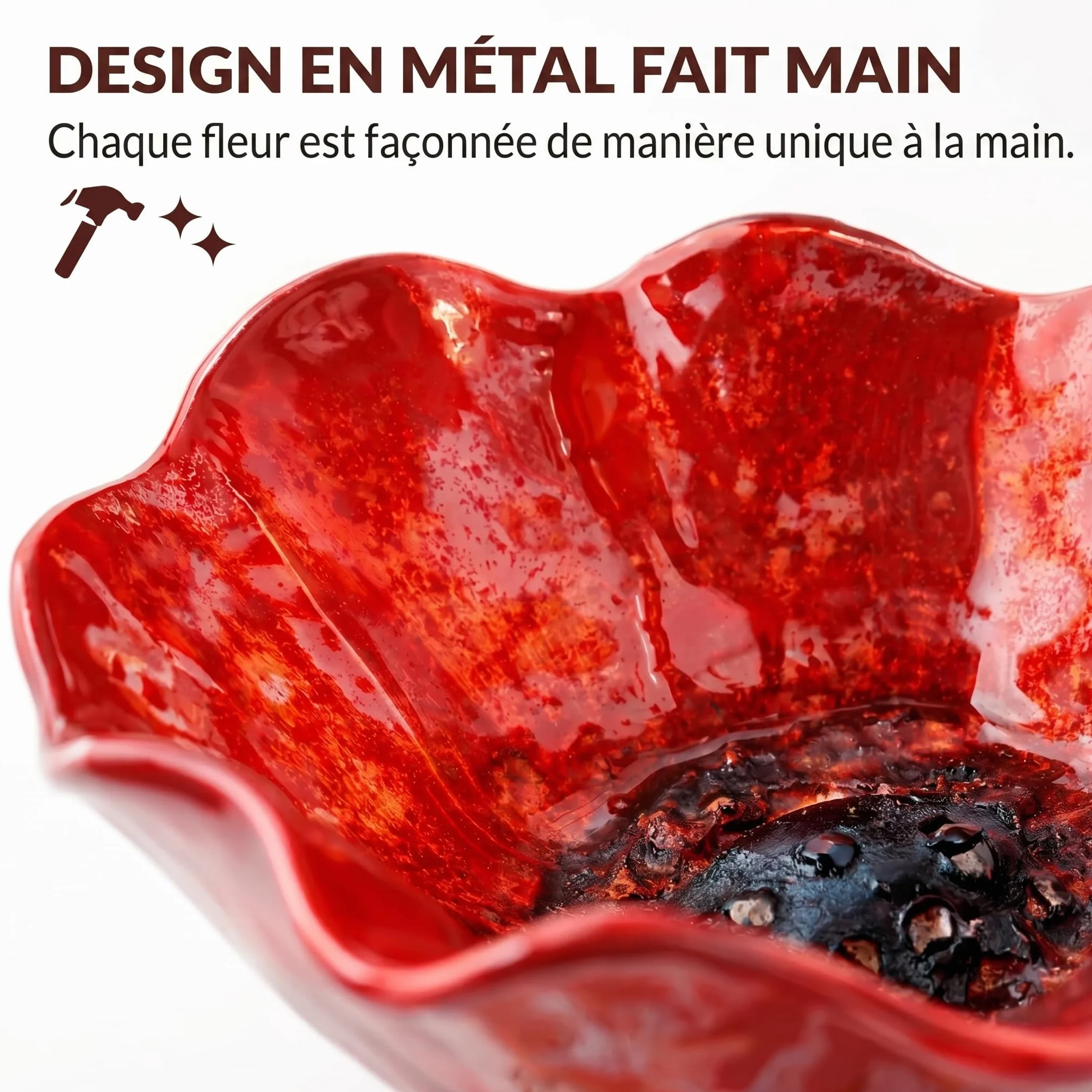 Bain d'oiseaux Extérieur sur Pied en Métal Forme de Fleur, Mangeoire & Abreuvoir pour Jardin Balcon