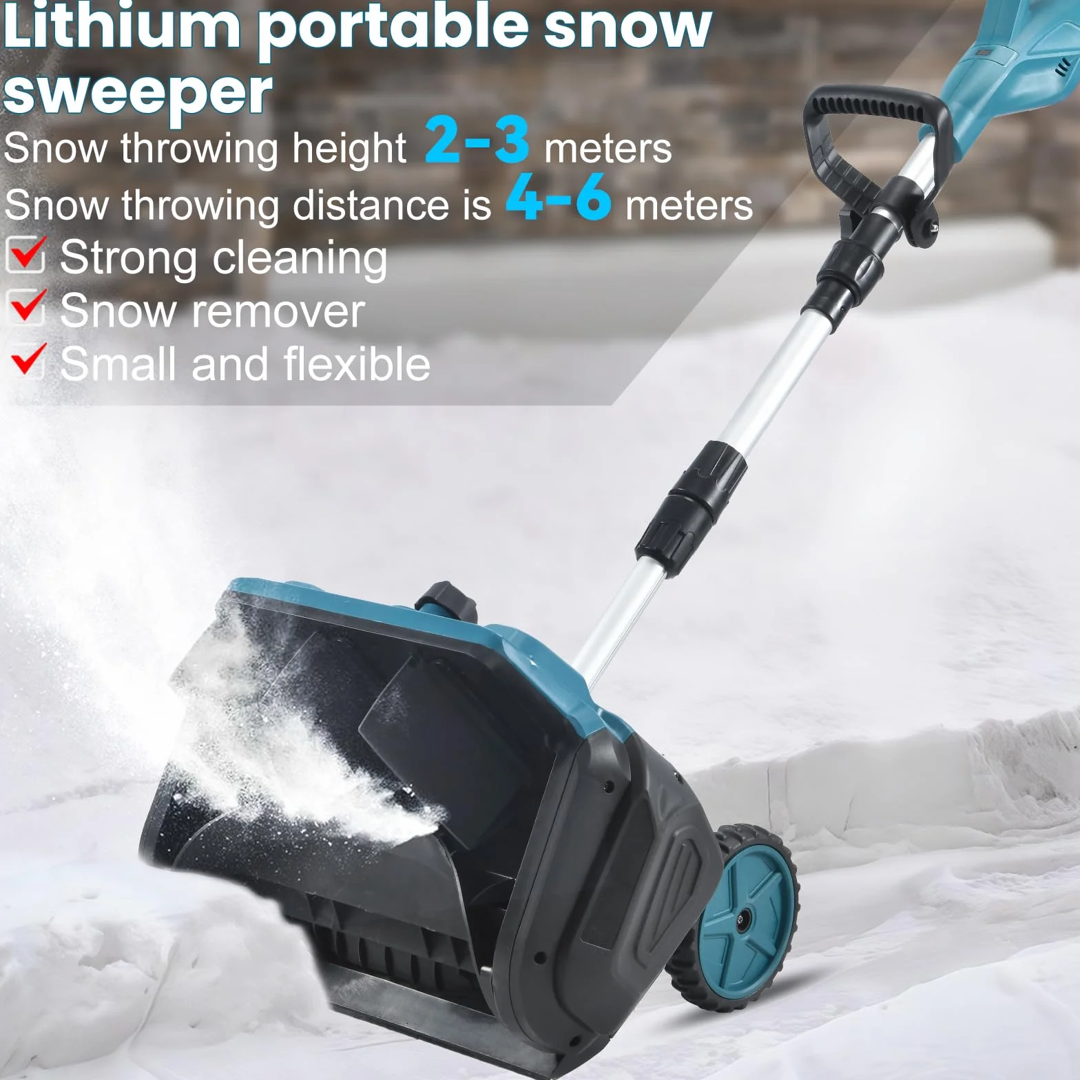 Souffleuse à Neige électrique sans Fil 2 Batteries Distance Éjection 6M Pliable Tige Télescopique Déneigeuse Jardin Cour