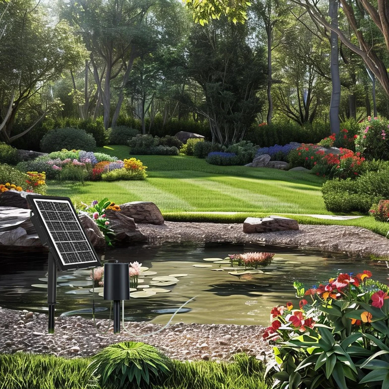 Aérateur Solaire pour Étang Oxygénateur De Bassin Solaire | 3 Modes De Fonctionnement, Aérateur Silencieux Étanche Avec Tuyau Et Pierre À Bulles Pour Bassin De Jardin, Hydroponie Et