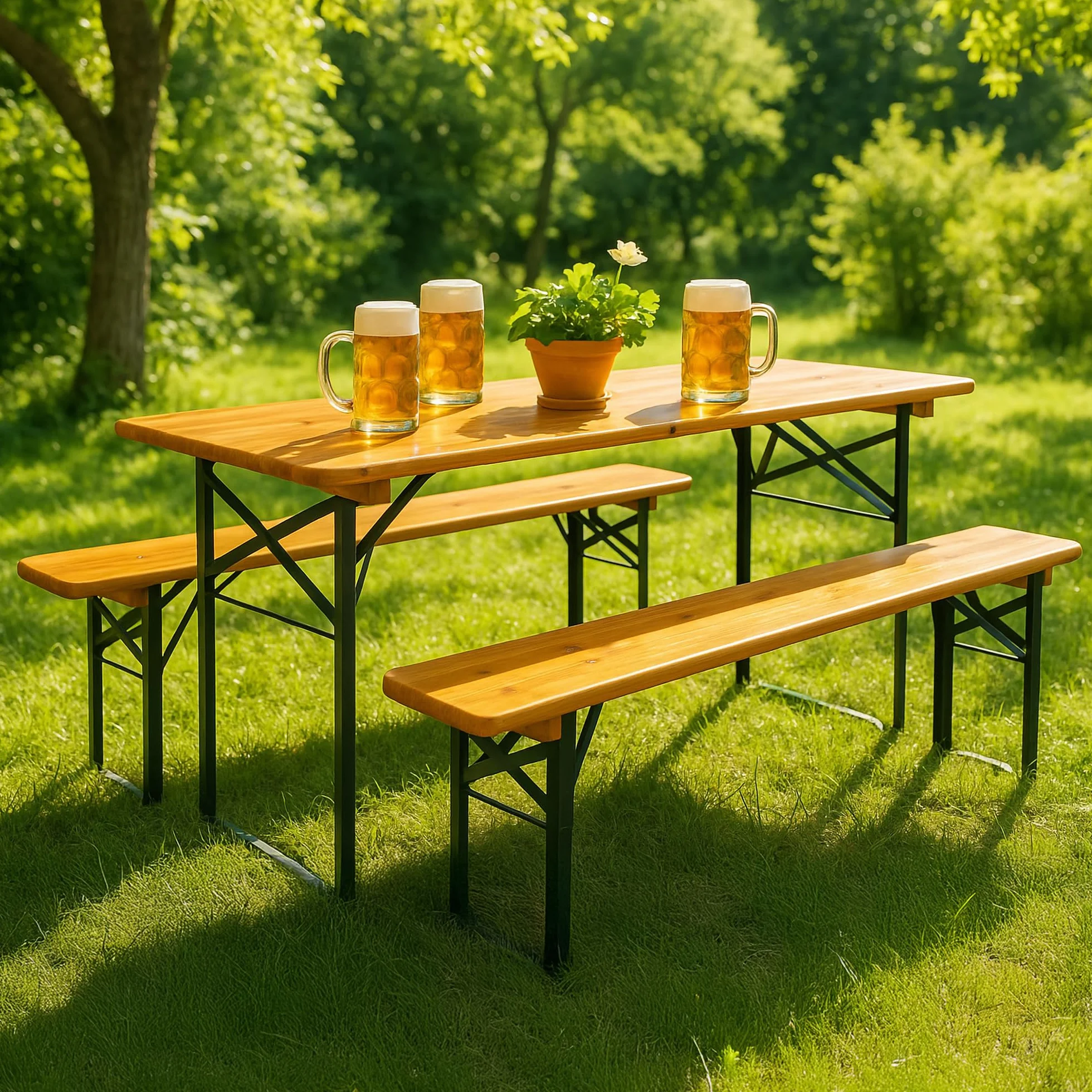 Stagecaptain BBT-117 Hirschgarten Table de Jardin 117 cm - Table de Brasserie Pliable Robuste