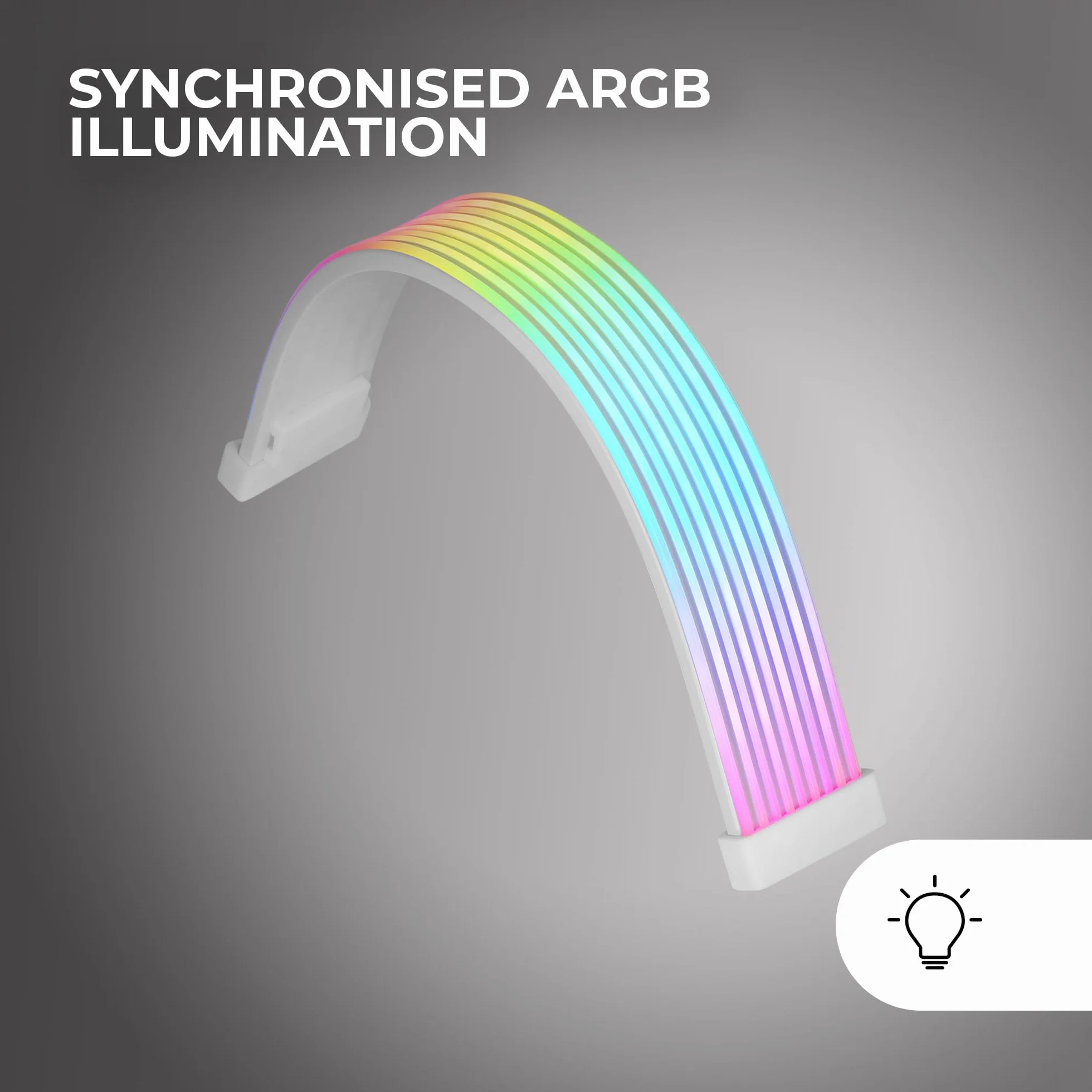 Mars Gaming MCA-16X Câble d'Alimentation ARGB 16PIN PCIe pour Carte Graphique LED Ultra-lumineuses Silicone Flexible