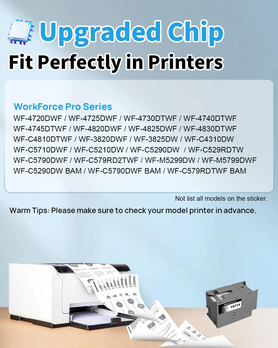 Yowell T6715 Boîte de maintenance d'encre compatible Epson Workforce Pro