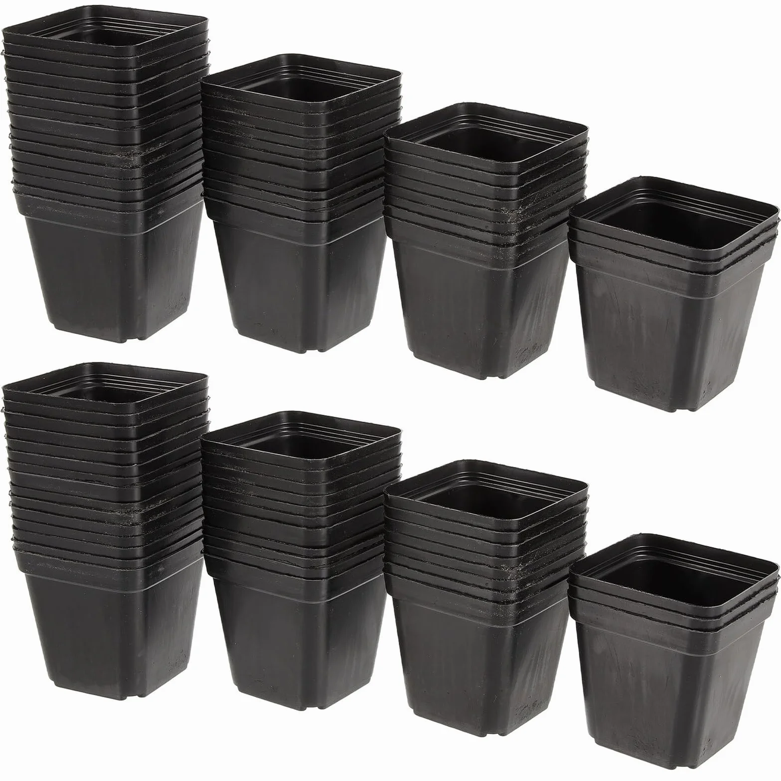 VICASKY 100 Pièces Pots de Pépinière Carrés Noirs avec Drainage Plastique Réutilisables pour Semis
