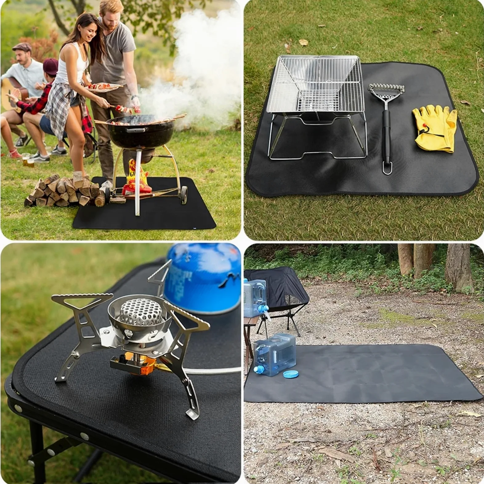 Tapis de Camping Ignifuge, Couverture d'isolation Thermique d'extérieur, poêle Portable, Anti-brûlure, Ignifuge, Fournitures de Pique-Nique for Barbecue(50cmX60cm)