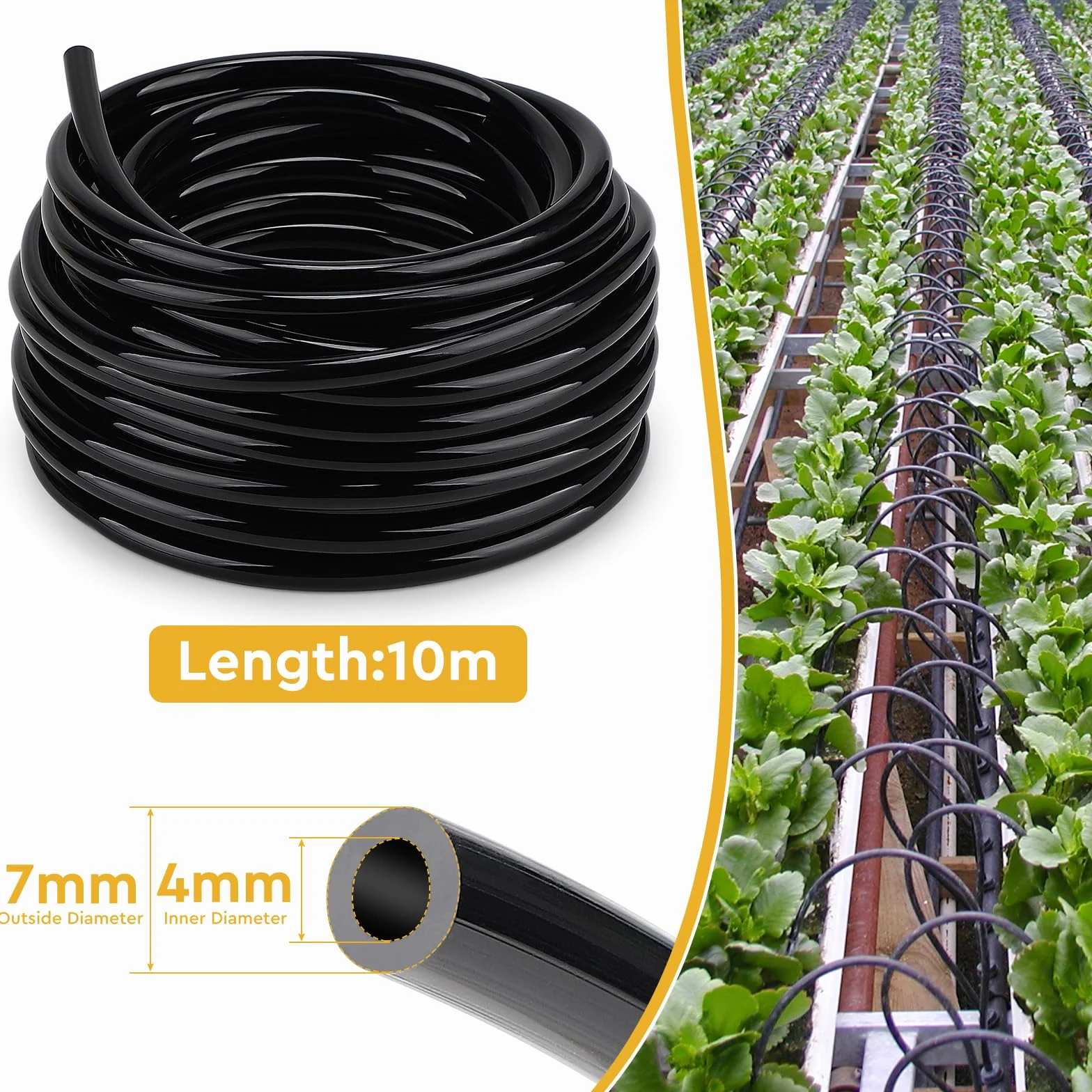 Tuyau d'Irrigation Goutte 4mm PVC Noir 10m Micro Drip Jardin