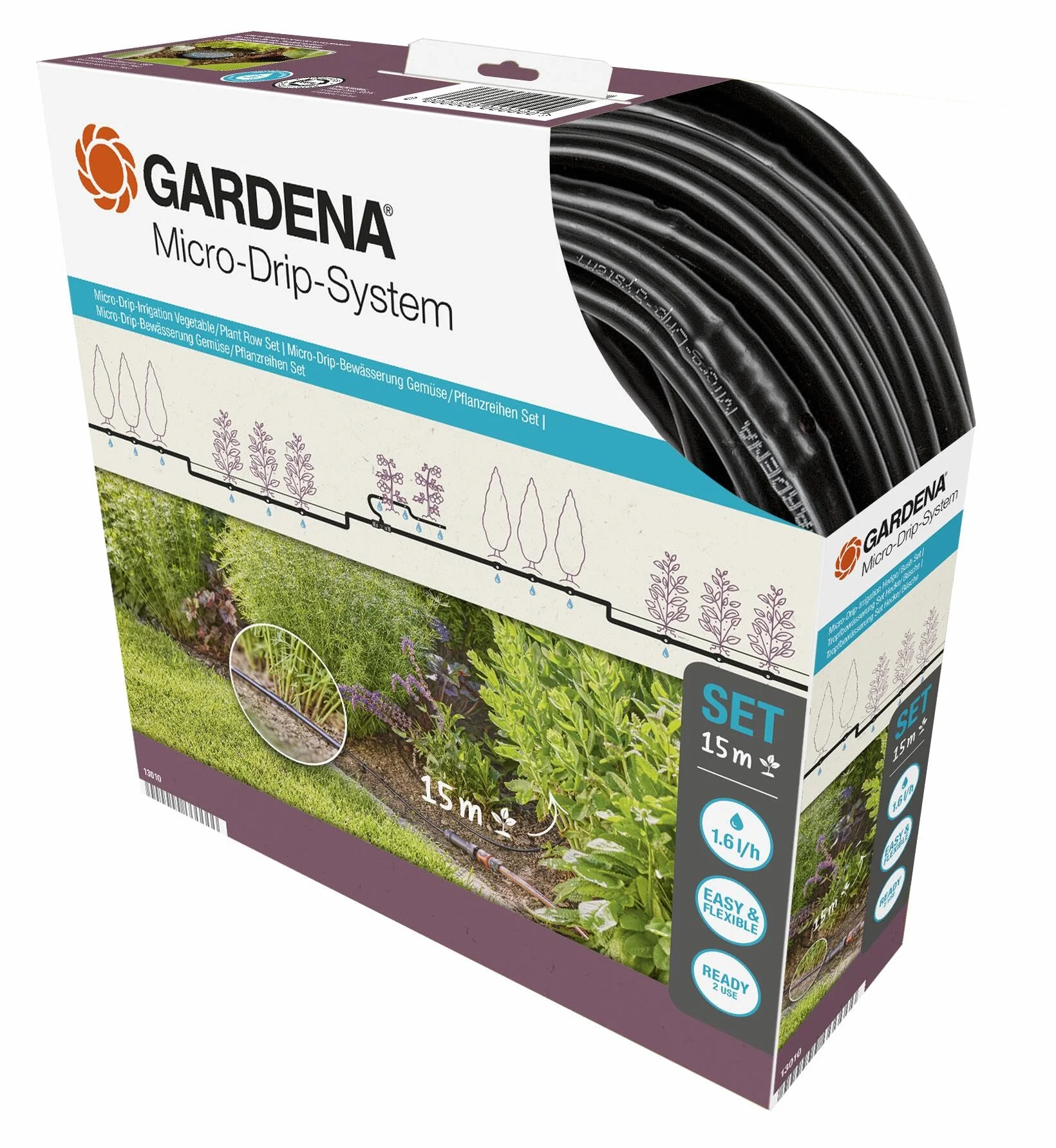 Gardena Kit d'arrosage goutte-à-goutte Micro-Drip pour rangées de plantes 13010-20