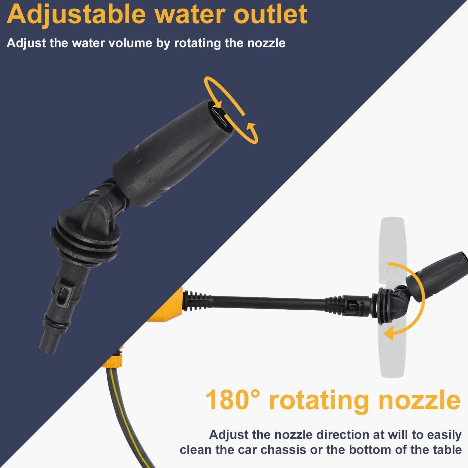 Nettoyeur Haute Pression sans Fil 320W: Nettoyeur Haute Pression avec 2 Batteries 3000mAh, Portable Rechargeable 2.8 Bar, 6 Buses Réglables, Tuyau 5m, Réservoir Mousse pour Voiture Jardin Terrasse