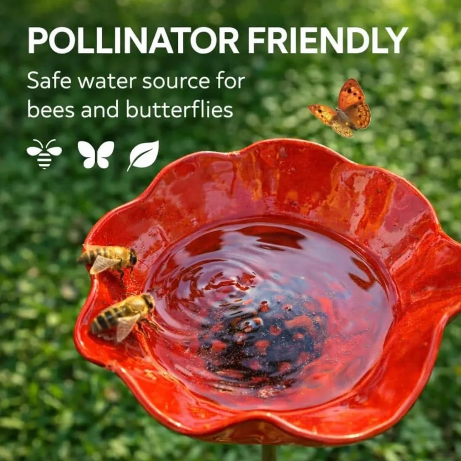 Bain Oiseaux Artisanal 15x60cm Station Abreuvement Abeilles pour Jardin Résistante Intempéries