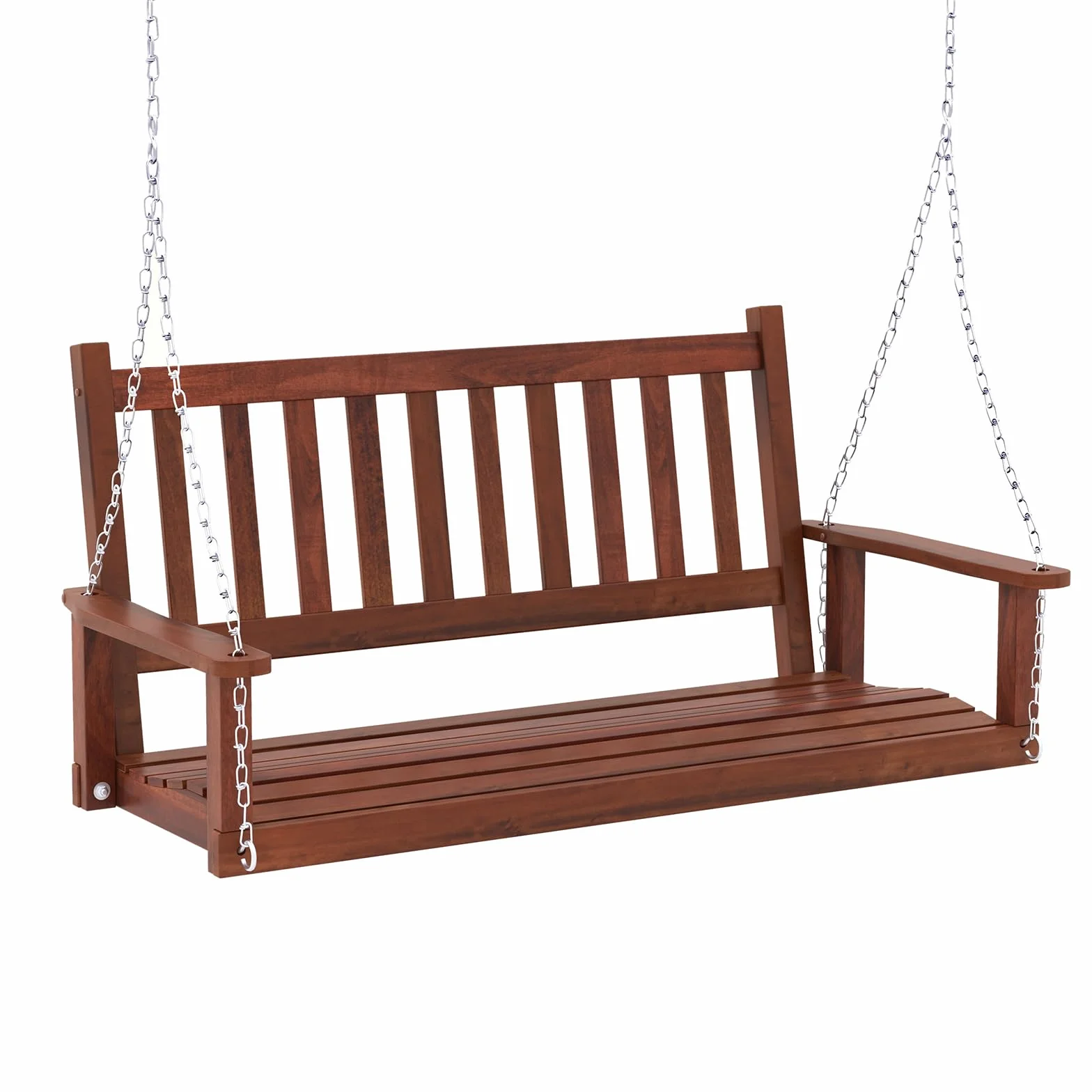 GOPLUS Balançelle Jardin 2/3 Places Extérieur Chaise Hamac Suspension Bois 230/360KG 136x67x63CM Marron