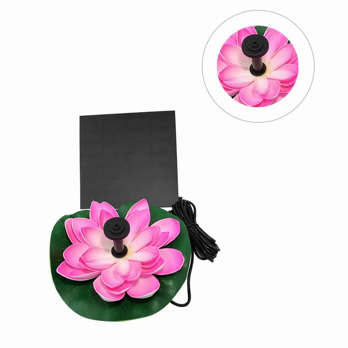 Pompe à Fontaine Solaire 7v 2, 5w Lotus en Plastique Vert | Débit 180 L/h, Hauteur 100cm, Design Flottant Automatique, pour Bassin et Bain