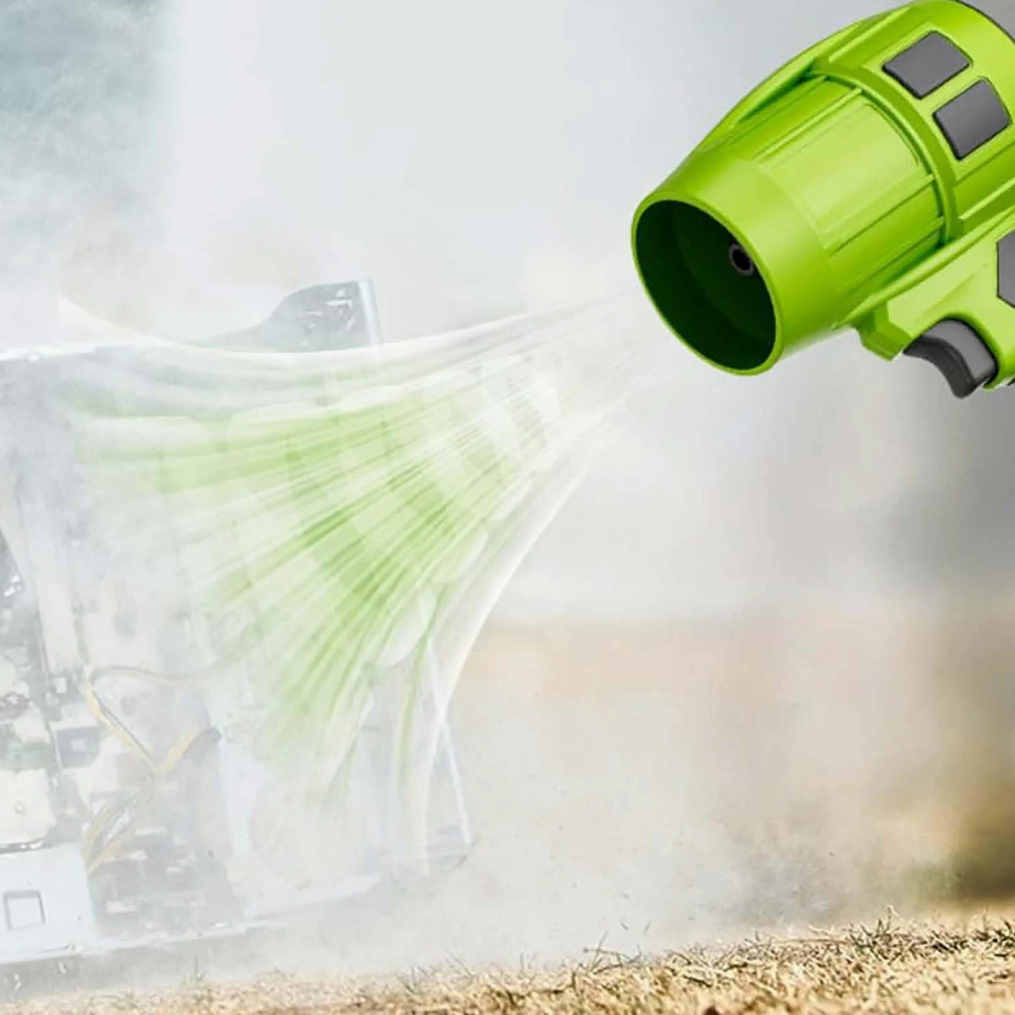 Seese Pro Souffleur Aspirateur Électrique sans Fil - Portable, 35000 RPM Ultra Puissant, 40 Minutes d'Autonomie, Léger pour Jardin, Cour, Feuilles, Pelouse (Green,2 Batterie)