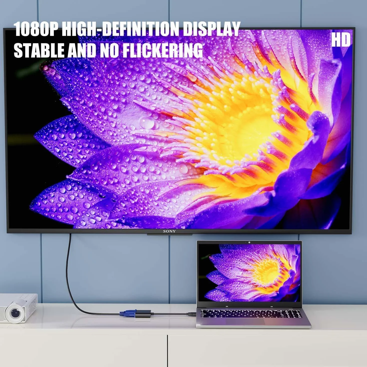 Adaptateur HDMI vers VGA Convertisseur vidéo 1080P mâle vers femelle avec port audio 3,5 mm et miniUSB vers USB pour PC, ordinateur portable, projecteur, TVHD