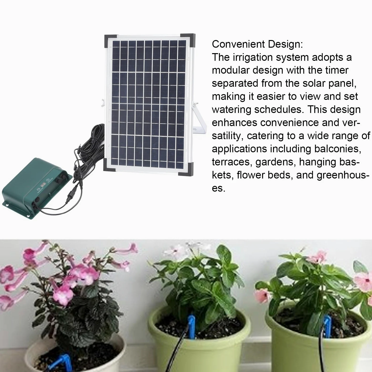 Kit D'irrigation Goutte à Goutte Solaire Automatique, Système D'arrosage Automatique en Silicium Polycristallin étanche pour Balcons et Jardins, Tuyau de 50 M