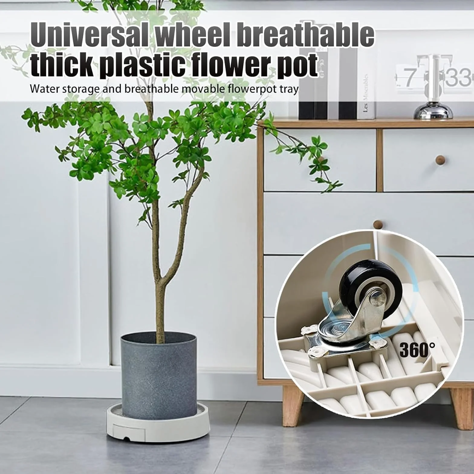 Porte Plante à Roulettes Lot de 2 Supports de Pots de Fleurs 28 cm