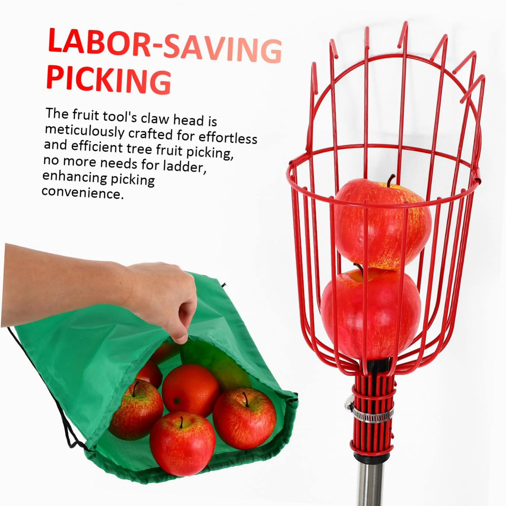 Artibetter Cueille-Fruits Extensible avec Panier pour Pommes Oranges Et Poires Outil pour Fruits avec Perche