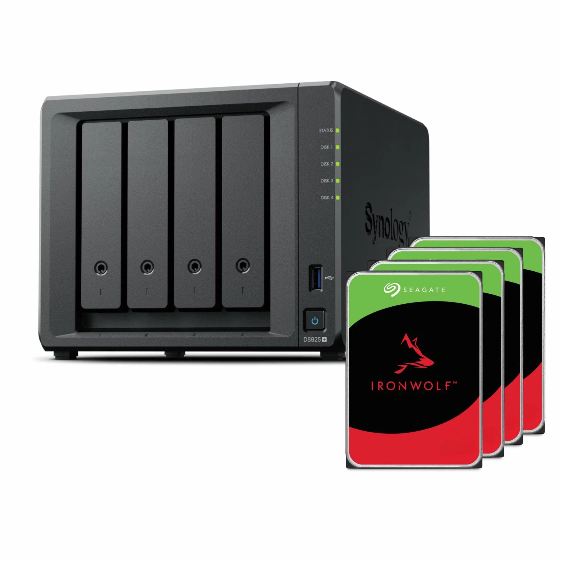 Synology DS925+ Seagate Ironwolf 8To 4 Bay Desktop NAS 2,5 GbE 4 Go RAM