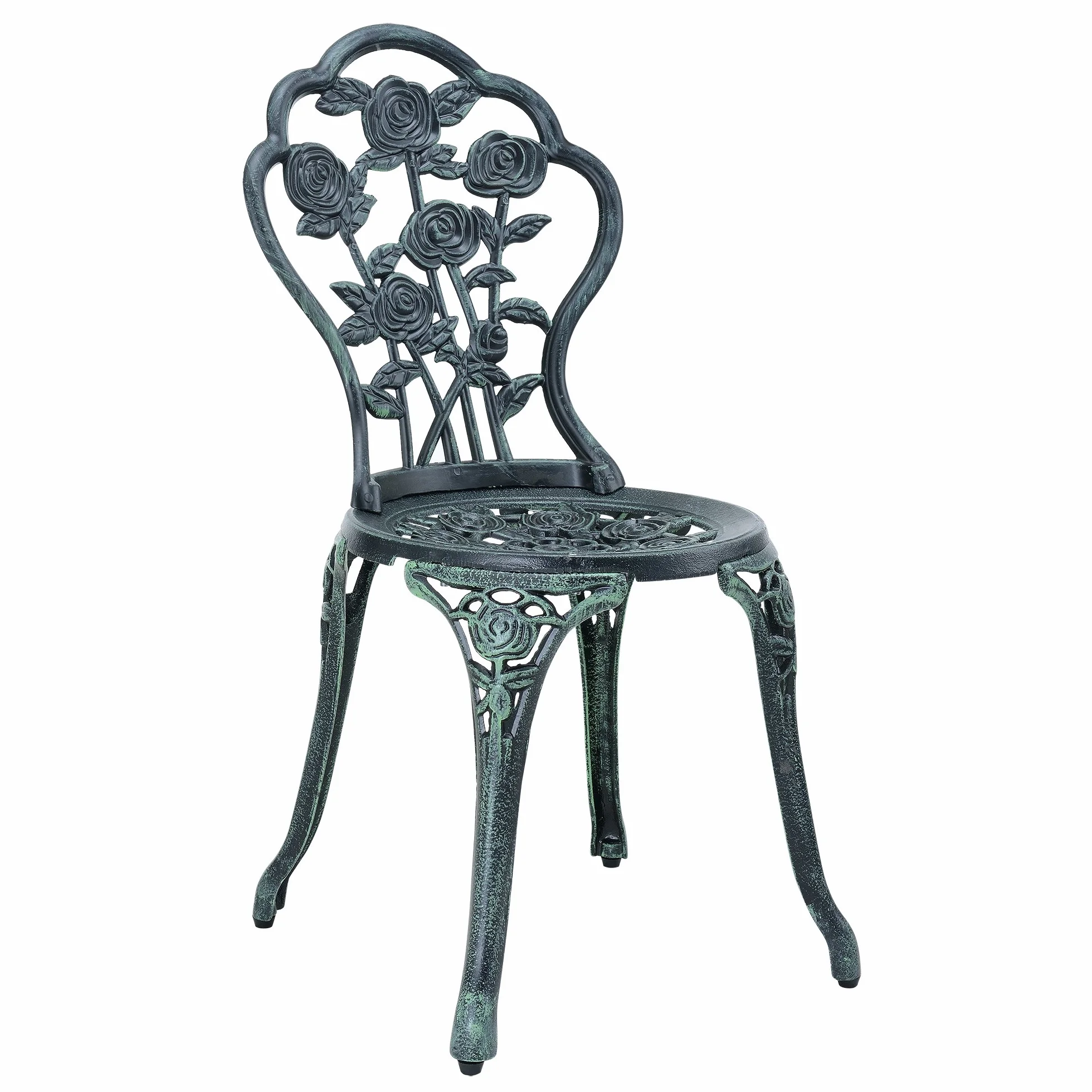 casa.pro Set de Table et Chaises Jardin Fonte Aluminium Vert Résistant Intempéries