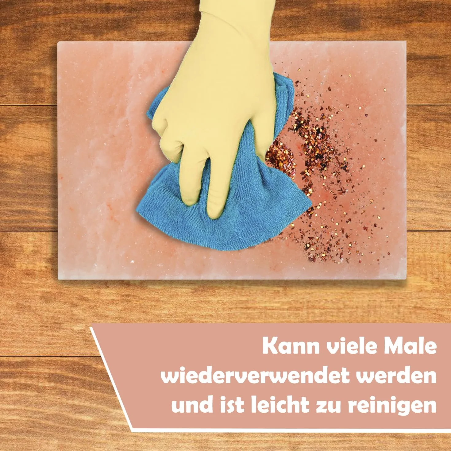 Pierre de sel XXL pour griller 20 x 30 x 3 cm avec plaque de fer réutilisable