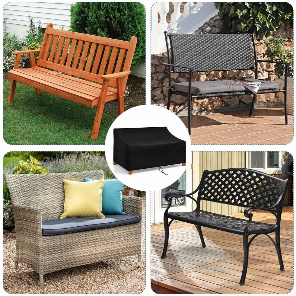 Housse de Banc Jardin 2 Places Vicloon Tissu Oxford Imperméable Anti-UV Protection Extérieur