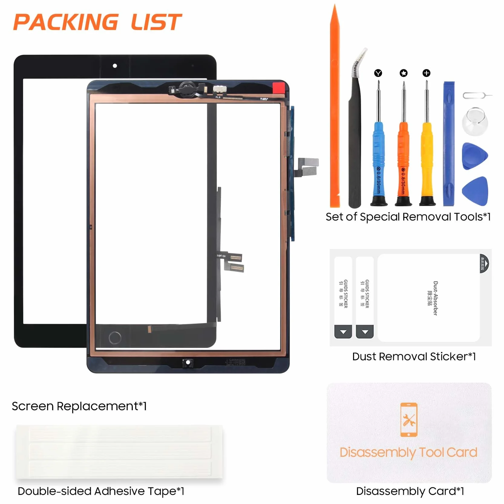 AGCUT Écran Tactile iPad 9 2021 10.2" Remplacement Digitizer avec Kit de Réparation Noir