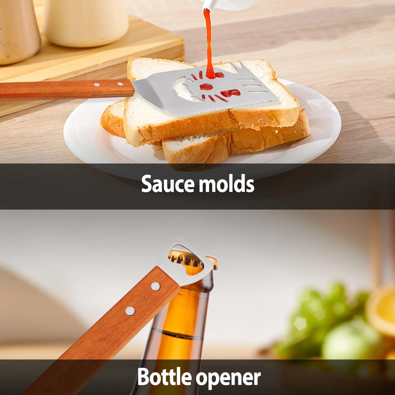 Spatule Barbecue 7 en 1, Ustensiles Barbecue Innovant pour Camping en Plein Air