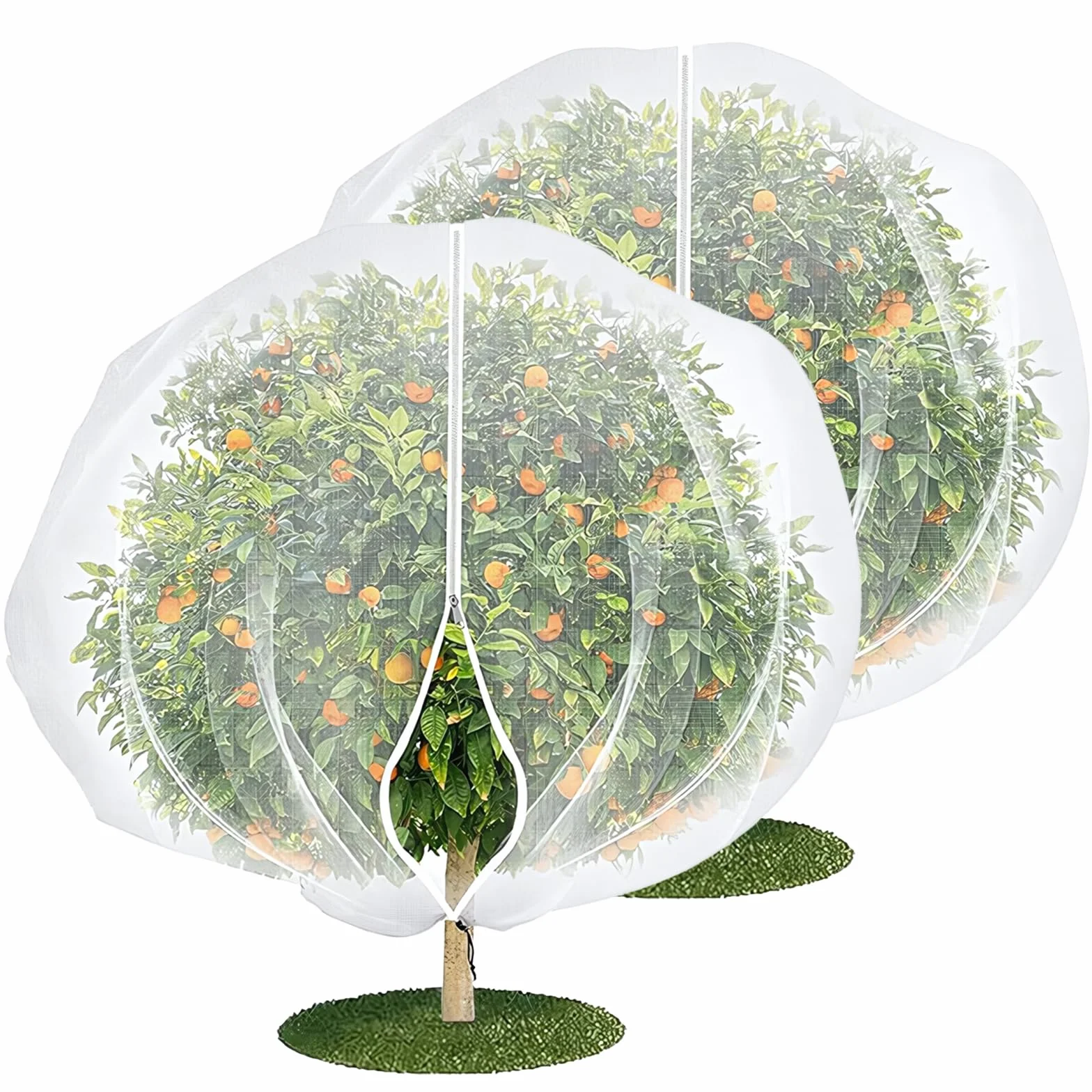 Filets Pour Arbres Fruitiers 2.4x2.4 m Lot de 2 Avec Fermeture Éclair Cordon de Serrage Réutilisable Jardin Vergers
